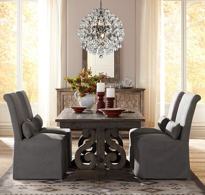 Bestier Modern Pendant Black Chandelier Crystal Raindrop Lighting Ceiling Light Fixture Lamp for Dining Room Bathroom Bedroom Livingroom 6 E12 Bulbs Required D19 in x H21 in