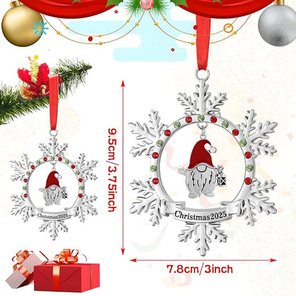 Christmas Gnome Ornament 2025 Shiny Silver Christmas Snowflake Ornaments Funny Holiday Xmas Keepsake Pendant Christmas Tree Hanging Decor Housewarming Gift (2025)