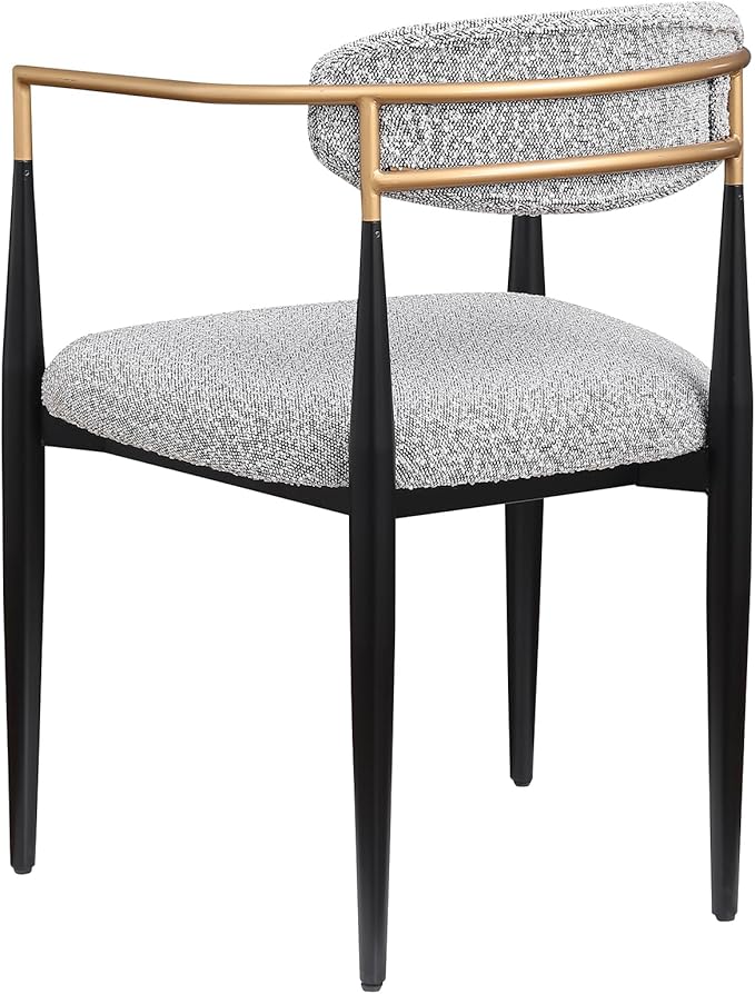 Morden Fort Modern Boucle Dining Chairs Set of 4, Grey Upholstered Dining Chairs with Black Metal Legs and Gold Armrest, for Kitchen, Living Room and Bedroom