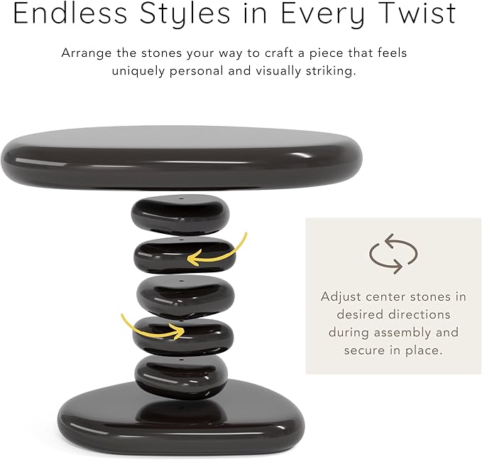 24/7 Shop at Home Kavren Modern 22-inch Oval Glossy Pedestal End Table, Stone Shape Living Room Furniture for Small Space, Dark Brown