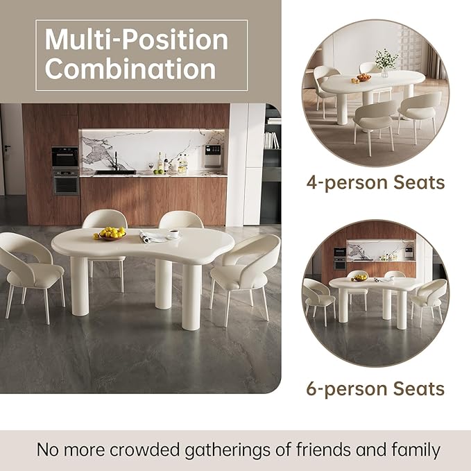 62.2" Dining Table Set for 4, Dining Table with 4 Chairs,Modern Cream Style Dining Table Set for Kitchen, Dining Room
