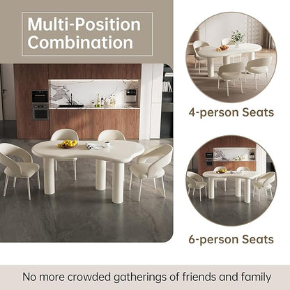 62.2" Dining Table Set for 4, Dining Table with 4 Chairs,Modern Cream Style Dining Table Set for Kitchen, Dining Room