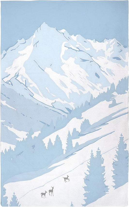 Eunzel Kitchen Tea Towel Quick Dry Microfiber Dish Towels 18x30 Snow Mountain
