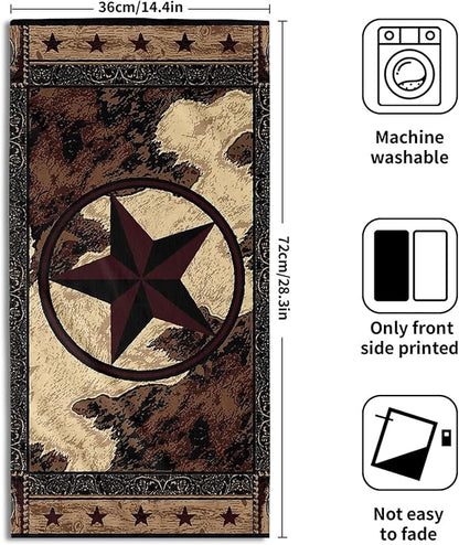 Western Texas Star Kitchen Towels Set of 2 Rustic Vintage Stars Wood Pattern 14x28 Tabletop Decor