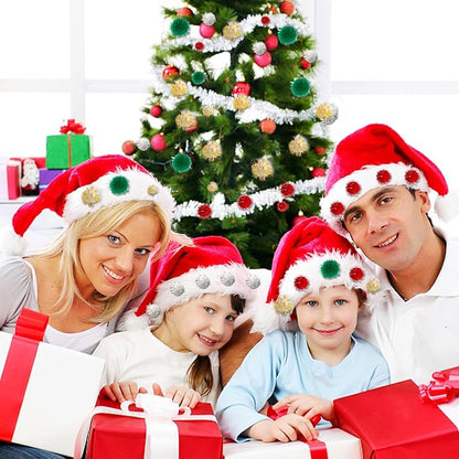 Allruyee 1500 Pieces Christmas Pom Pom Tinsel Glitter Pom Pom Balls for Crafts and Decorations(4 Sizes, Gold, White, Red, Green)