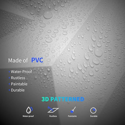 Art3dwallpanels 33 Pack 3D Wall Panel Diamond for Interior Wall Décor, PVC Flower Textured Wall Panels for Living Room Lobby Bedroom Hotel Office, White, 12''x12'' Cover 32.Sq.Ft.