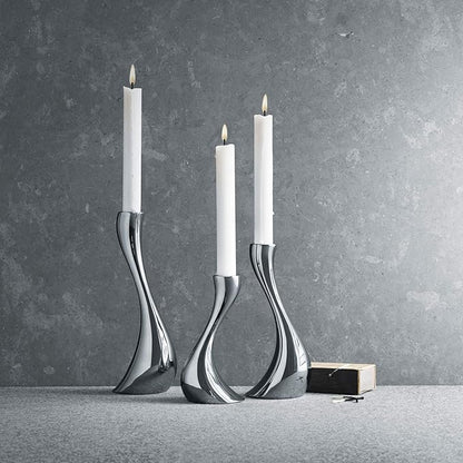 Georg Jensen Cobra Candle Holder, Stainless Steel, 6.30", 7.87", 9.45" (Set of 3)