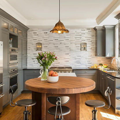 Wabi Sabi Pendant Lights,8.3in Brown Retro Ruffled Pendant Light Hanging Lamp Kitchen Island Farmhouse Vintage Light for Dining Room Bedroom Hallway Restaurant Foyer