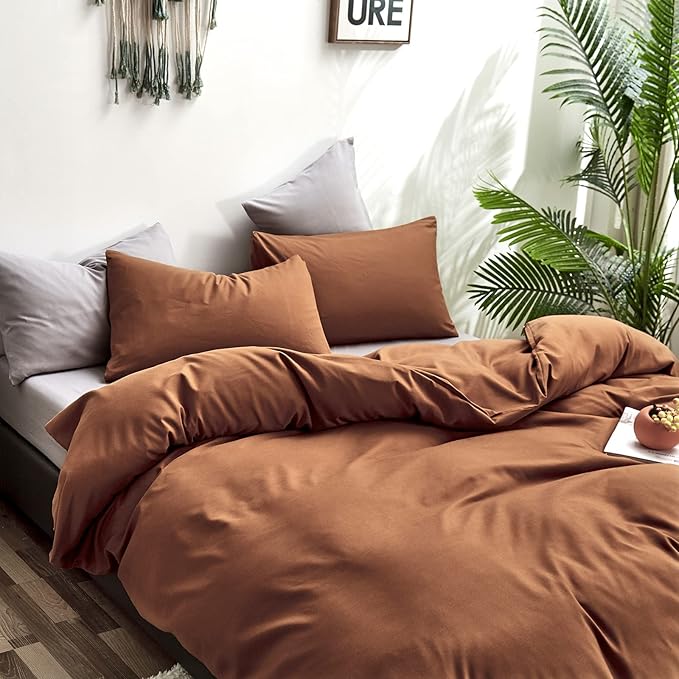 CLOTHKNOW Pumpkin Twin/Twin XL Comforter Set 3Pcs Caramel Brown Bedding Comforter Sets Soft Terracotta Comforters Rust Comforter with 2 x Pillow Cases