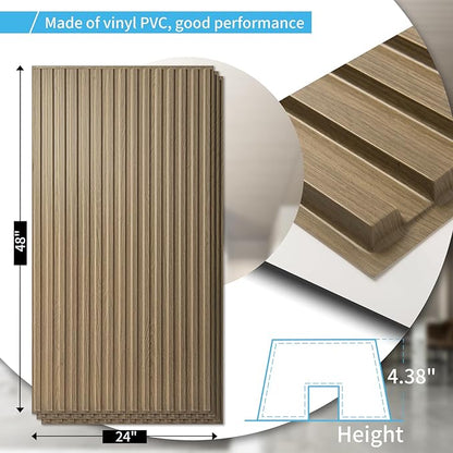Art3d 6-Pack Slat Design 3D Wall Panels for Interior Wall Decor, 2x4 FT PVC Decorative Drop Ceiling Tiles - Walnut