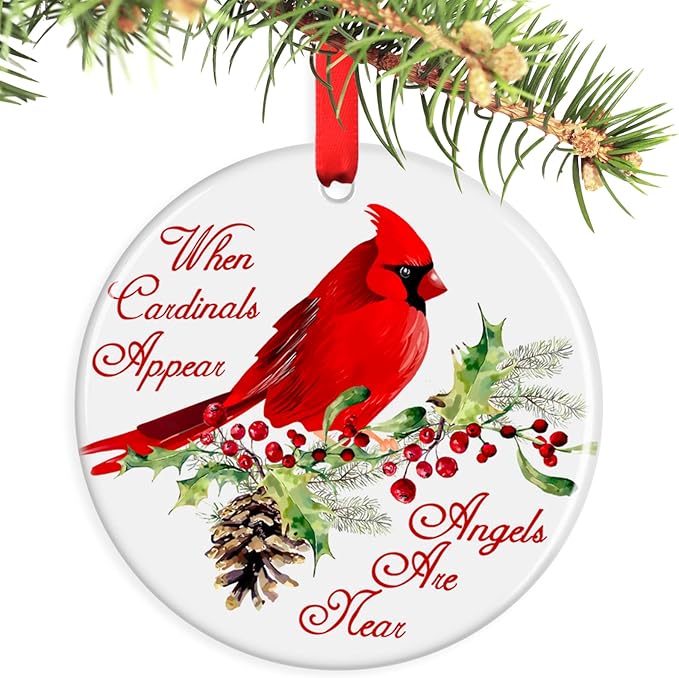 Red Cardinal Christmas Ornaments - Memorial Gifts for Loved One, Sympathy Gifts