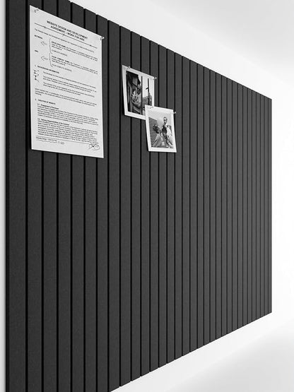 Bumusty Large Cork Board Alternative-47 x35 Felt Bulletin Board Tiles, with 30 Pushpins, 70 Adhesive Tabs, 12-Pack Slat Wall Paneling, Cork Boards for Office Push Pin Board Felt Board-Black