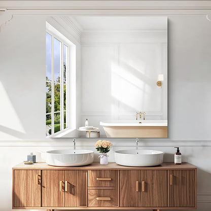 KOCUUY Large Frameless Mirror,48x48 Inch Square Bathroom Vanity Mirror for Over Sink, Upgraded Shatterproof Unframed Design for Bedroom, Living Room, Entryway