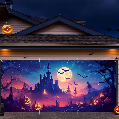 6 x 13 ft Halloween Garage Door Decorations Halloween decorations Witch Door Cover, Hanging Banner, Cauldron Backdrop Mural for Home, Outdoor, Indoor, Spooky Party, Wall, Window