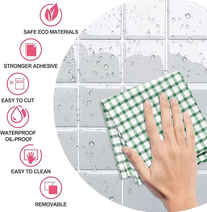 Alwayspon 10 Sheets 10"x10" Grey 3D Vinyl Backsplash Tiles, Self-Adhesive Peel and Stick Wall Tile Stickers Stick on Subway Tiles for Kitchen Bathroom Wall