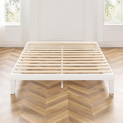Mellow Naturalista Classic 12 Inch Solid Wood Platform Bed Queen, White