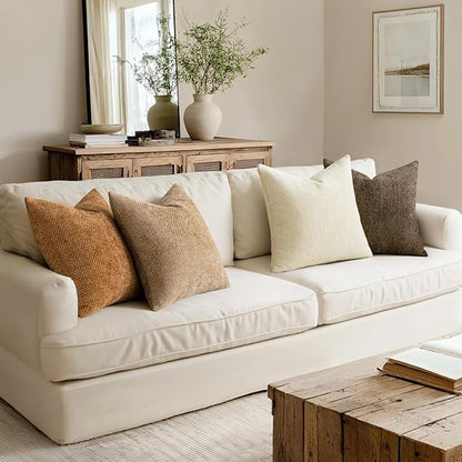 MIULEE Pack of 4 Brown Throw Pillow Covers 18x18 Inch Soft Fall Decorative Chenille Pillows Farmhouse Accent Cushions for Boho Home Decor Spring Bedroom Living Room