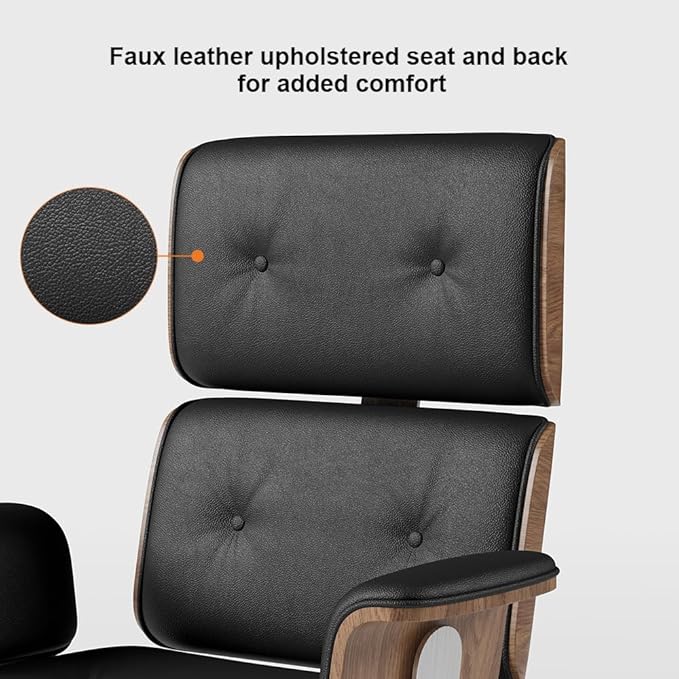 homary Home Office Chair, High Back Swivel Desk Chair, Faux Leather Ergonomic Task Chair with Adjustable Height & Rolling Base, Black