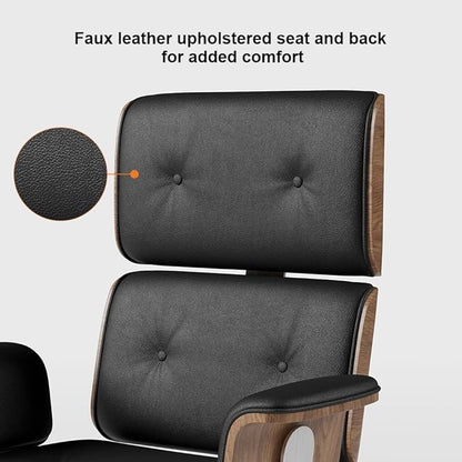 homary Home Office Chair, High Back Swivel Desk Chair, Faux Leather Ergonomic Task Chair with Adjustable Height & Rolling Base, Black