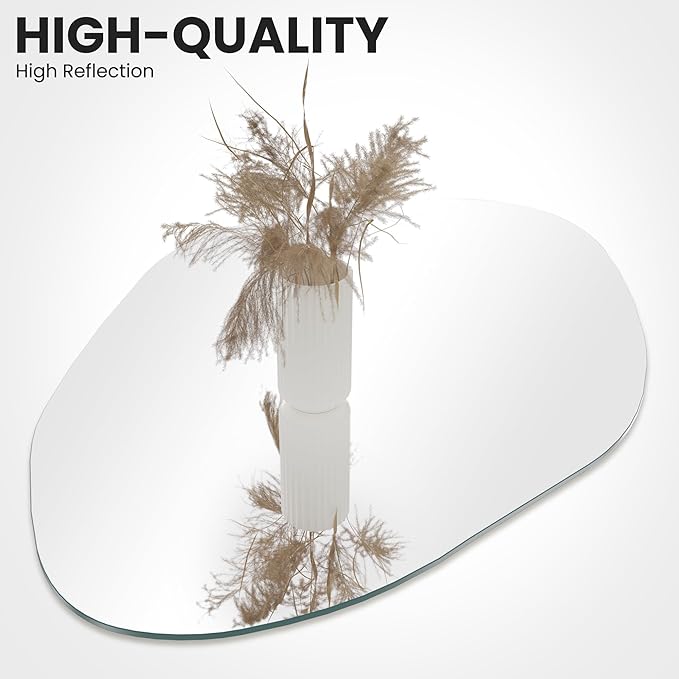 Irregular Asymmetrical Wall Mirror for Living Room Bathroom Entryway, Modern Decorative Wall Mirror Hanging (Hook Style, 36'' x 24'')