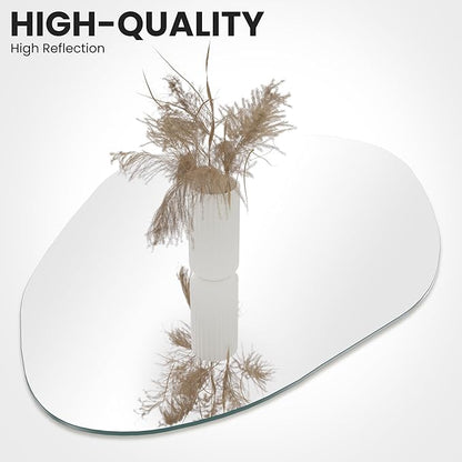 Irregular Asymmetrical Wall Mirror for Living Room Bathroom Entryway, Modern Decorative Wall Mirror Hanging (Hook Style, 36'' x 24'')