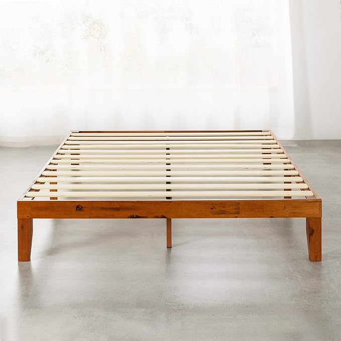 Mellow Naturalista Classic 12-Inch Solid Wood Platform Bed | Wooden Slats, No Box Spring Needed, Easy Assembly | Full, Cherry