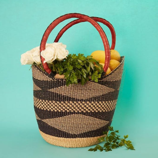Kitchen & Dining Storage, Reusable Grocery Bag, Countertop Fruits Holder, Picnic Basket, Market Tote, Beach Basket, Harvesting, Foraging, Decorative Wicker Basket, Woven, Boho, Black Natural