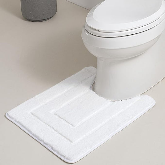 GRANNY SAYS Bathroom Toilet Rugs U Shaped, Bath Mats for Bathroom, Bath Rugs Non Slip Washable, Absorbent Microfiber Toilet Mat, Soft Plush Shaggy, 20" x 24", White