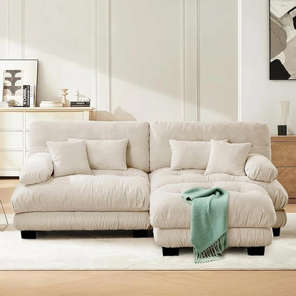 SoarFlash L Shaped Couches for Living Room, Small Sectional Sofa Set with Reversible Chaise, Modern Designed Sleeper Sofas and Modular Couch Function, Suitable for Small Spaces in Apartment, Camel