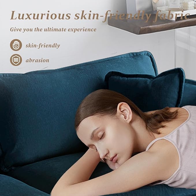 SoarFlash Chenille Sectional Sofa, Comfy Modular Loveseat Sofa, Modern 2-Seat Couch Deep Seat Sofa Set for Living Room,Deep Blue