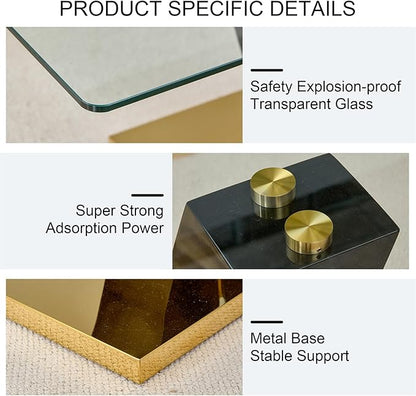 Glass Dining Table Set for 6, 71" Dining Table Set for 6, Dining Room Table Set for 6, Glass Tabletop and MDF Base