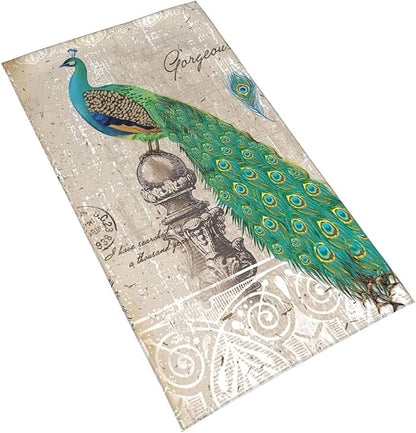 Peacock Hand Towels Set of 2 Absorbent 15.7x27.5 Kitchen Guest Towels Farmhouse Teal Blue Peacock