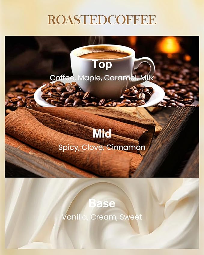 M&SENSE Roasted Coffee Scented Candle, Soy Natural Wax Fall Winter Candles, 14.1oz 60H Burn Time Slow Burning, Stress Relief Home Fragrance Housewarming Thanksgiving Christmas Gifts