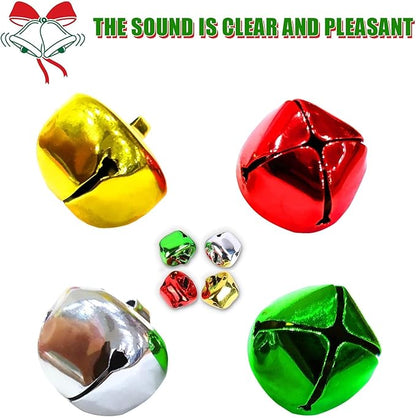 Augshy 240 Pieces Jingle Bells 3/5 Inch Craft Bell Bulk for Christmas Home and Pet Decorations Xmas Decor Party Favors Supplies (Gold Silver Red Green)