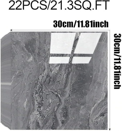 22pcs Marble Peel and Stick Backsplash Waterproof Washroom Wall Panels, Peel and Stick Tile, PVC Foam Wall Panels for Kitchen,Bathroom,Living Room,Grey (Not Real Tile,11.8" x 11.8")