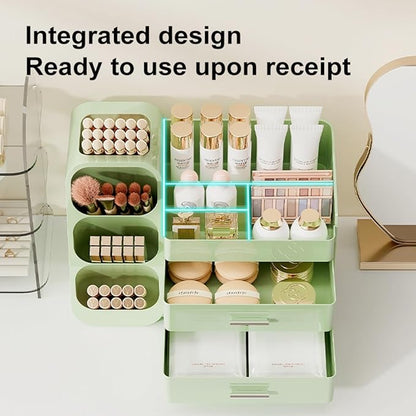 Makeup Organizer with Drawers for Vanity,Spacious Cosmetic Display Case,Perfect Storage Solution for Your Beauty Essential (All Green)