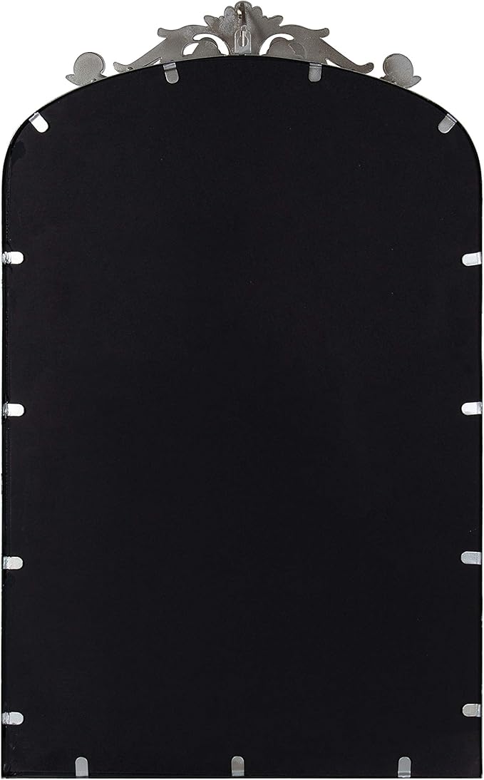 Kate and Laurel Arendahl Traditional Ornate Wall Mirror, 19 x 31, Antique Silver, Decorative Mirror with Baroque Inspired Detailing