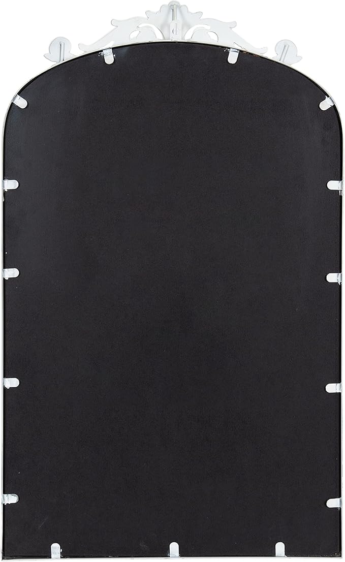 Kate and Laurel Arendahl Traditional Arch Wall Mirror; 19 x 31; Antique White; Vintage Glam Baroque-Inspired Arched Bathroom Vanity Mirror with Ornate Crown