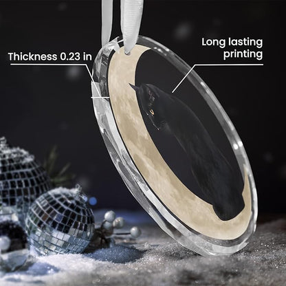 OASSIE Christmas Black Cat Gifts for Women Men - Glass Christmas Ornaments 2025 for Tree Decorations - Funny Cat Lover Gifts for Women Animal Lovers, Funny Ornaments for Xmas Decorations