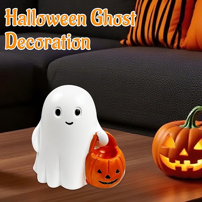 Halloween Ghost Figurine - Pumpkin Ghost, Spooky & Cute Ghost Statue for Home for Gift Party Decor Ghosts Halloween Decorations