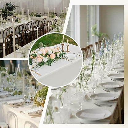 Ivory 6 Pack Polyester Table Cloth 60 x 126 Inch, Rectangle Tablecloths for 6 Foot Tables Washable Table Cloth for Party Wedding