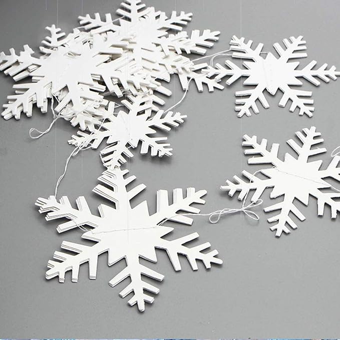 OuMuaMua Winter Christmas Hanging Decorations, 12PCS 3D Large Silver Snowflakes & 12PCS White Paper Snowflakes Hanging Garland for Christmas Winter Wonderland Holiday New Year Party Home