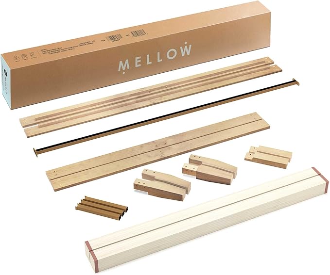 Mellow Naturalista Classic 12 Inch Solid Wood Platform Bed with Wooden Slats, Full, White Wash