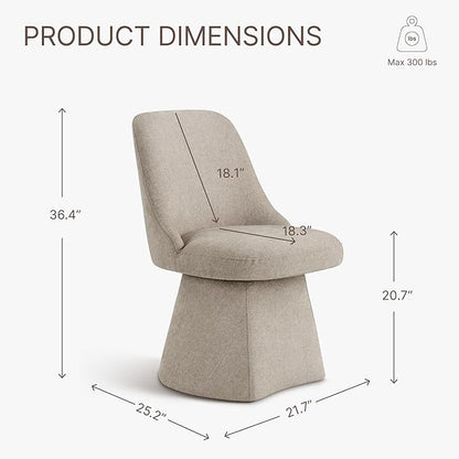 Swivel Dining Chair Mid Century Modern DeskChair High Back Upholstered Linen Fabric SideChair for Kitchen Diningroom Bedroom,Khaki,4 Box