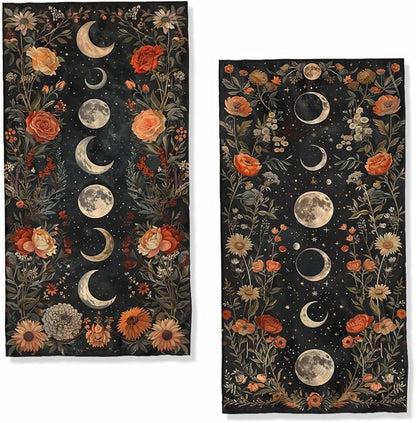 Moon Phases Boho Kitchen Dish Towels Decorative Tea Towels Absorbent Gothic Bohemian Towels 16x24, Housewarming Gift
