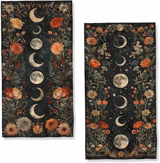 Moon Phases Boho Kitchen Dish Towels Decorative Tea Towels Absorbent Gothic Bohemian Towels 16x24, Housewarming Gift