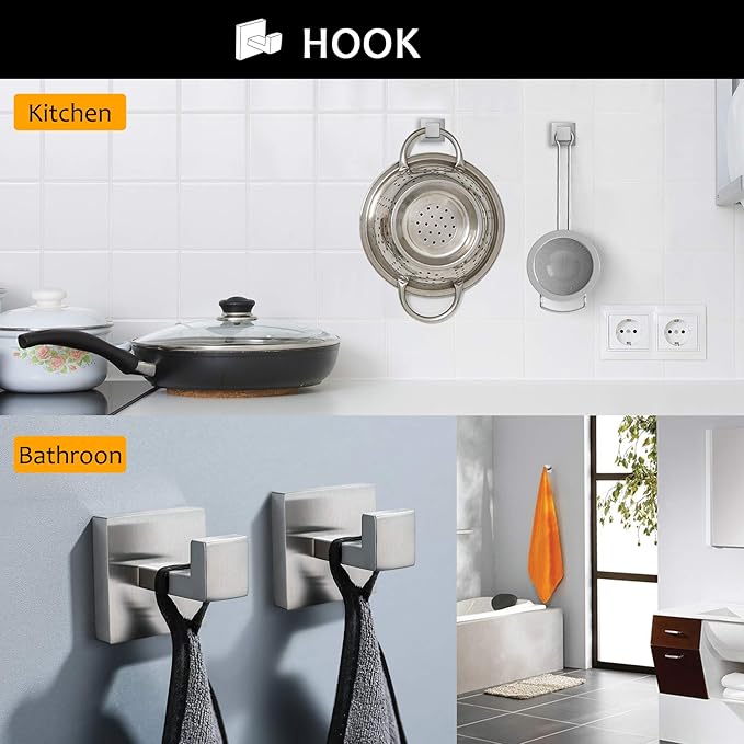 TNOMS Bathroom Towel Bar Set 5 Pieces Brushed Nickel Square Modern Bathroom Hardware Set,Stainless Steel Wall Mounted 23.6-Inch