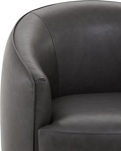 CHITA Swivel Barrel Chair, Modern Comfy FSC Certified Upholstered Faux Leather Accent Chair for Living Room, Fully Assembled, Grey