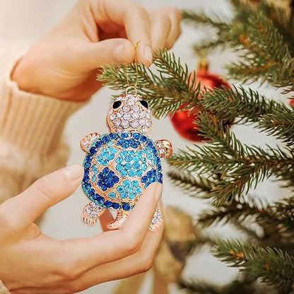 Sea Turtle Ornament,Rhinestone Turtle Christmas Tree Ornaments,Beach Themed Christmas Ornament,Ocean Ornaments 2025,Sea Turtle Gifts for Women
