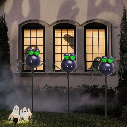 Spider Solar Halloween Decorations with Moving LED Eyes, 38.2in Halloween Garden Stakes Eyeball Lights for Yard, Lawn, Patio, Outdoor Decor